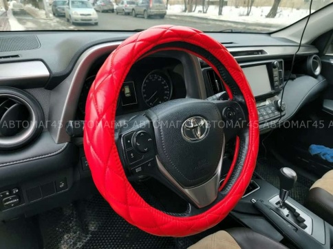 Maximal  оплетка руля кожа красная ромб красная нитка размер 37-39см R-01-BLRD   фото 1