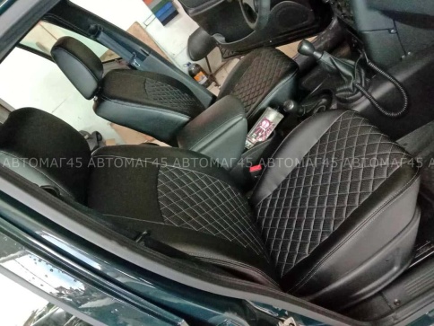 Авточехлы  Нива Шевроле Niva 2014-2020г Нива Travel с 2020г экокожа черная с красной ниткой ромб фото 7