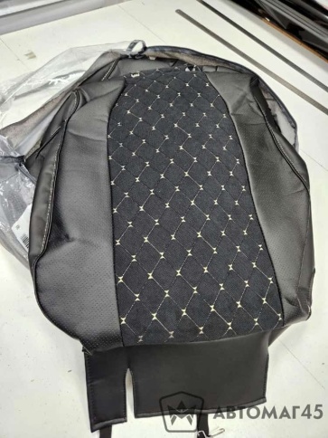 Авточехлы  Mitsubishi Outlander Мицубиси Аутлендер 3 пок 2012-2019г экокожа вельвет черный ромб    фото 1