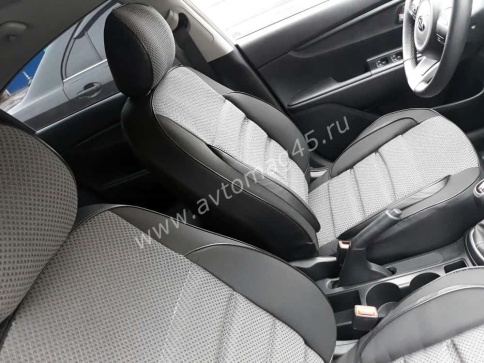 Авточехлы  Kia Rio Киа Рио 2011-2017г Hyundai Solaris 2011-2017г жаккард черно-серый Ижевск    фото 6