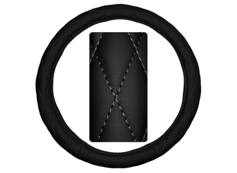 PSV CONVEX  оплетка руля кожа стеганая черная размер XL    фото 2