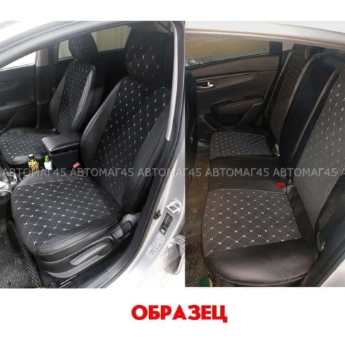 Авточехлы  Toyota RAV4 Тойота Рав4 2018-2025г XA50 экокожа вельвет черная беж.нить ромб    фото 4