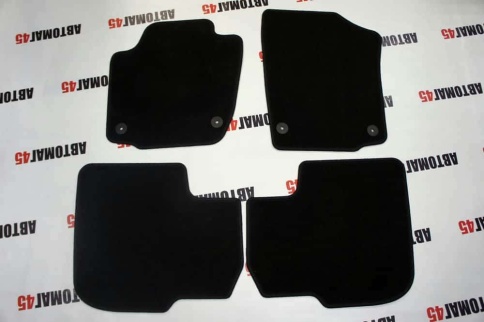Коврики в салон ворсовые оригинал Volkswagen Polo Лифтбэк c 20г Skoda Rapid с 12г черные компл 4шт фото 1