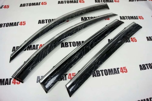 Дефлекторы окон Toyota RAV4 XA40 Тойота РАВ4 ХА40 2013-2019г с хромом комплект 4шт    фото 6