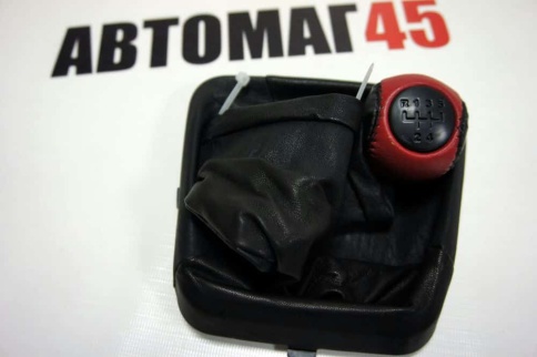 Azard  Ручка КПП с чехлом Лада Kalina Калина экокожа черно-красная    фото 3