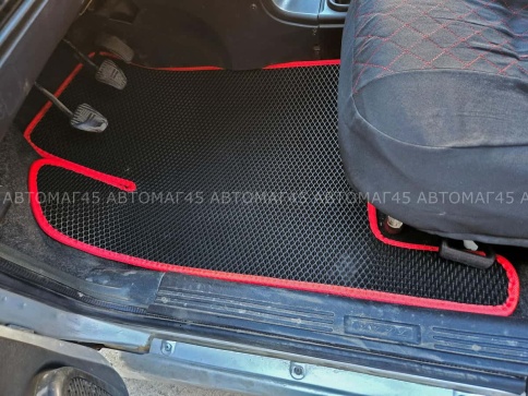 EVA ЭВА  коврики в салон ВАЗ 2109 2114 2115 черные красный кант рисунок ромб  комплект 5шт    фото 1
