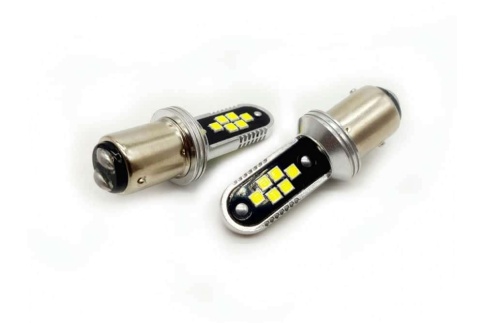 SALMAN лампа светодиодная P21/5W T25/5 12SMD c цоколем 6000K 950Lm двухконт белая 2шт АКЦИЯ! фото 1
