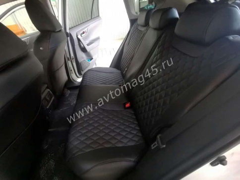 Авточехлы  Toyota RAV4 Тойота Рав4 2018-2025г XA50 экокожа черный модель Байрон    фото 6