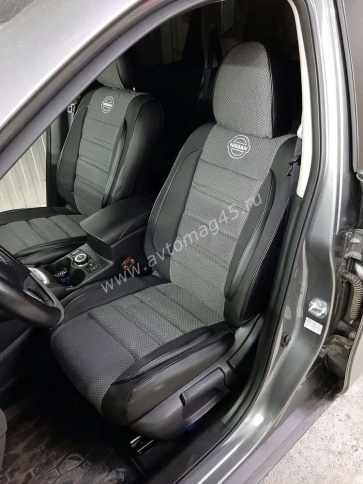 Авточехлы  Nissan X-Trail Ниссан Х-Трейл 2013-2022г кузов T32 жаккард серый Ижевск   фото 5