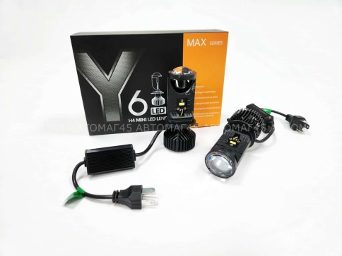 Y6 Max светодиодные лампы LED линза модуль 2шт H4 12В 30W 5500K 5500Lm с обманкой гар 4мес фото 1