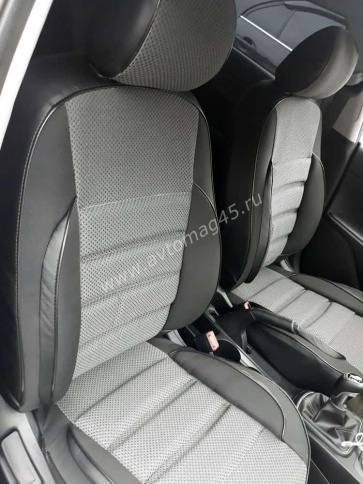 Авточехлы  Kia Rio Киа Рио 2011-2017г Hyundai Solaris 2011-2017г жаккард черно-серый Ижевск    фото 10