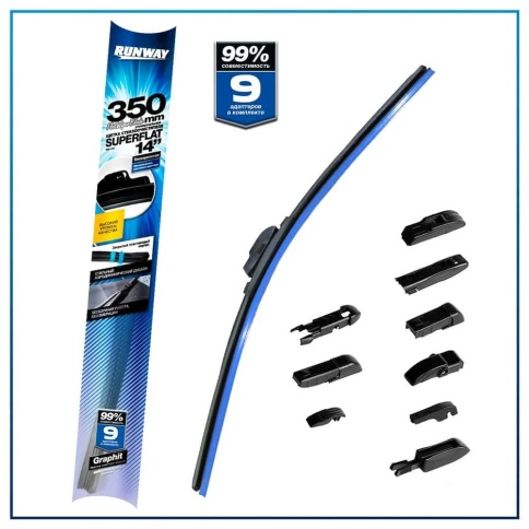 Runway  щетка стеклоочистителя Superflat бескаркасная графит 10 адаптеров 600мм    фото 2
