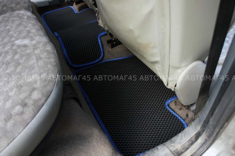 EVA ЭВА  коврики в салон Лада Kalina Granta Datsun On-do Mi-do черные синий кант рис ромб компл 5шт фото 6