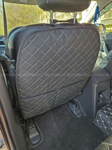 Maximal Защита  заднего сиденья с карманом экокожа черная c бежевой ниткой ромб 62х49см JJ-39-BLBG   фото 2