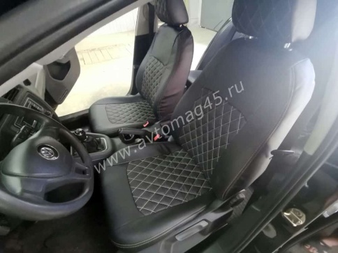 Авточехлы  Volkswagen Jetta Джетта 2005-2011г Volkswagen Golf 5 Golf 6 экокожа черная крас.нить ромб фото 1