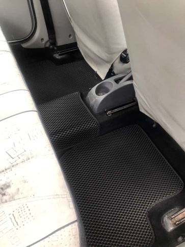 EVA ЭВА  коврики в салон Лада Ларгус Largus 5 мест Renault Logan 2004-2016г черные рисунок ромб 5шт фото 5