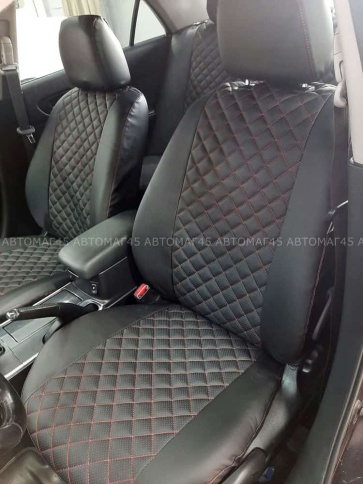 Авточехлы  Mazda 6 Мазда 6 2002-2005г экокожа черная ромб седан Ижевск    фото 9