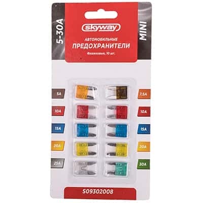 Skyway  предохранитель флажковый мини набор 5-30 А блистер 10шт    фото 1