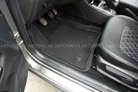 BORATEX  коврики в салон 3D EVA ЭВА Lada Vesta Веста Vesta SW SW Cross NG черные рис ромб компл 5шт фото 2