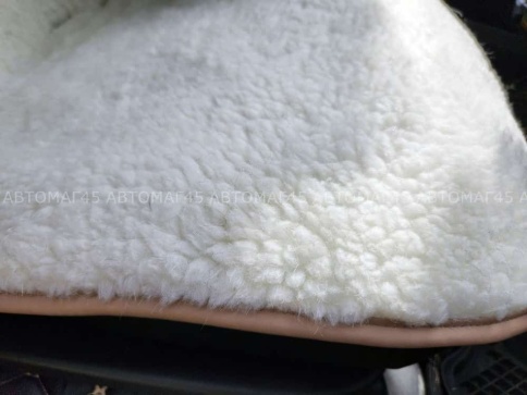 Рус Автотренд  Накидка  короткий ворс молочный на силиконе шерсть 70% Рус 145х55см 2шт    фото 6
