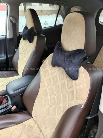 Maximal Подушка косточка под шею велюр черная с синей ниткой 26х19см 1шт    фото 4