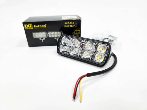 Ruzoom UZ-012  фара светодиодная 8 диод  6000К 600Lm 12V прямоугол 18Вт дальний свет 1шт гар 1 мес фото 1
