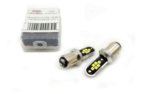 SALMAN лампа светодиодная P21/5W T25/5 12SMD c цоколем 6000K 950Lm двухконт белая 2шт АКЦИЯ! фото 2