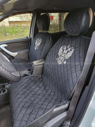 Чехлы  накидки на сиденье серия G велюр черный черная нитка передние 2 шт Maximal фото 4