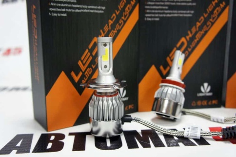 C6  чип СОВ LED 2шт H4 12В 36W 6000К 3800Lm гарантия 1мес    фото 9