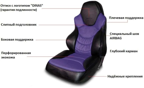 Динас  чехлы универсальные экокожа черный фиолетовый комплект    фото 2