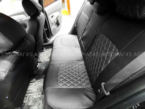 Авточехлы  Chevrolet Cruze Шевроле Круз экокожа черная серая нить ромб   фото 2