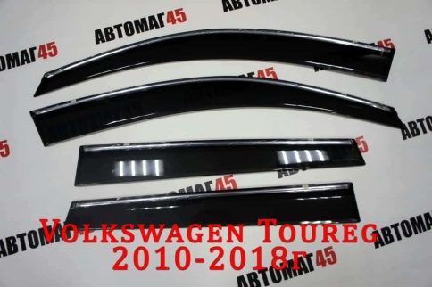 Дефлекторы окон Volkswagen Touareg Фольцваген Туарег 2010-2018г 2 пок хром молдинг комплект 4шт    фото 1
