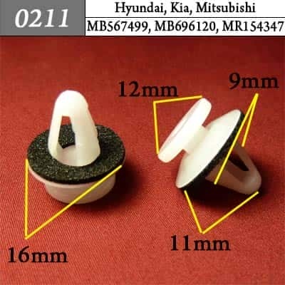 0211 Клипса пистон для Hyundai Kia Mitsubishi  фото 1