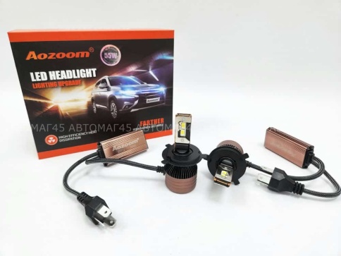 AOZOOM лампы LED 2шт H4 12В 55W 5500K 6000Lm  с обманкой гарантия 6мес    фото 2