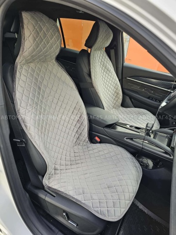 Автотренд  Накидки на сиденье на силиконе без боков велюр серый 2шт    фото 2