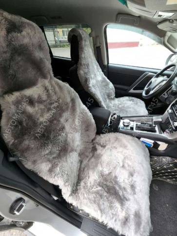 Рус Автотренд  Накидки короткий ворс мутон серый 140x55 2шт    фото 4