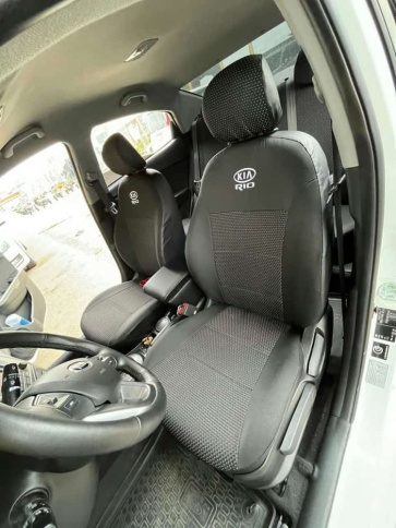 Авточехлы  Kia Rio с 2017г Rio X-Line с 2017г Hyundai Solaris c 2017г жаккард ЛОГО   фото 3