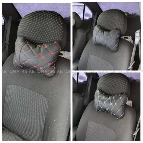 Подушка  под шею ромб черная с красной ниткой бабочка  фото 4