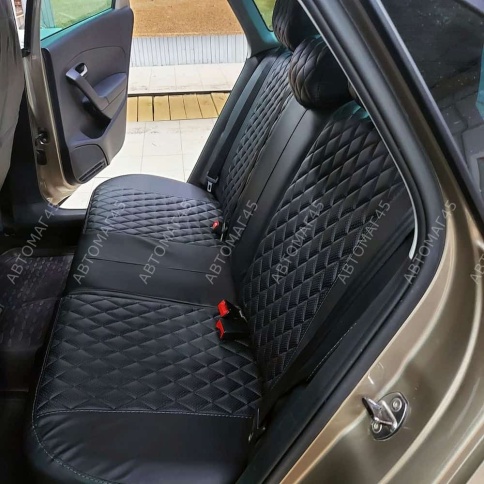 Драйв  чехлы универсальные экокожа Ромбы черный черный комплект    фото 2