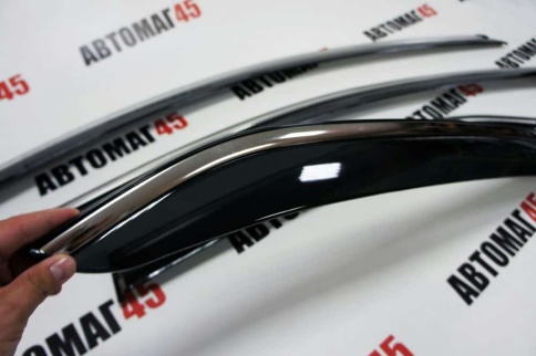 Дефлекторы окон Toyota Camry V70 Тойота Камри V70 2017-2024г с хромом комплект 4шт    фото 4