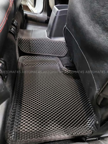 EVA ЭВА 3D коврики в салон Нива Шевроле Niva черные рисунок ромб комплект 5шт CITY Press форма  фото 6