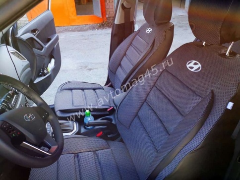 Авточехлы  Hyundai Creta 1 Хендай Крета 1 2015-2021г жаккард черно-серый Ижевск   фото 1