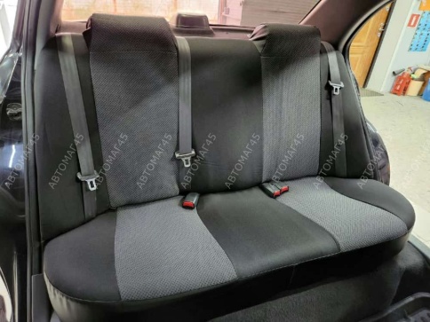 Авточехлы  Nissan Almera classic Ниссан Альмера классик 2006-2013г с горбами жаккард чер-сер Ижевск фото 2