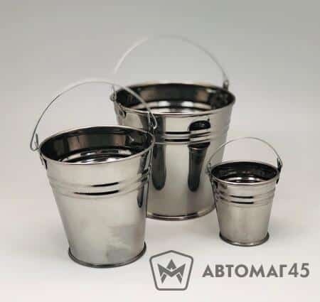 Ведро декоративное на фаркоп нержавейка d=8см h=8см    фото 2