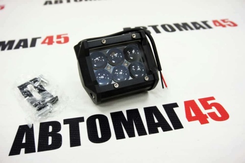 Фара светодиодная 6000К 1600Lm 10-30V  6 диодов 18Вт дальний свет 1шт с браком стекло фото 1