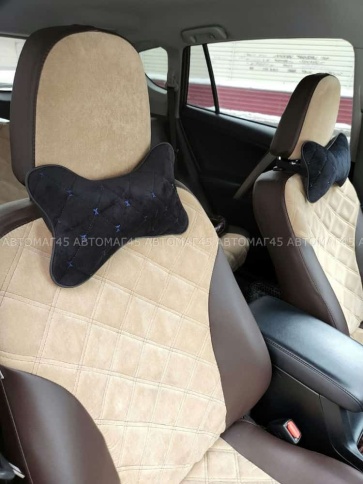 Maximal Подушка косточка под шею велюр черная с синей ниткой 26х19см 1шт    фото 6