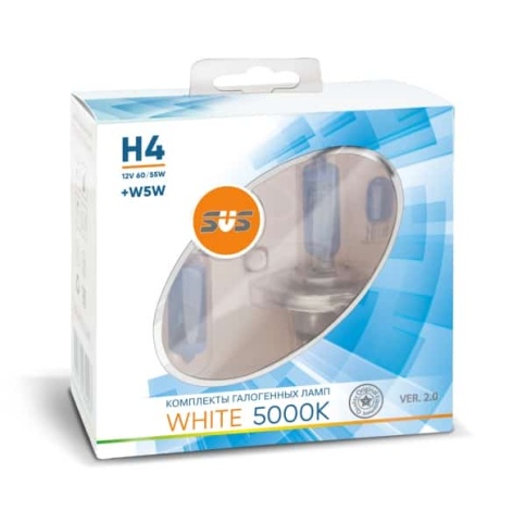 SVS  лампа H4 White 12V 60-55W 5000K 2шт    фото 1