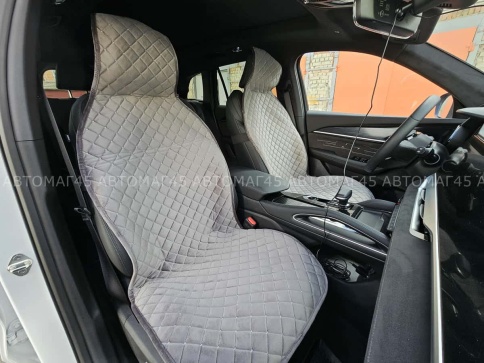 Автотренд  Накидки на сиденье на силиконе без боков велюр серый 2шт    фото 4