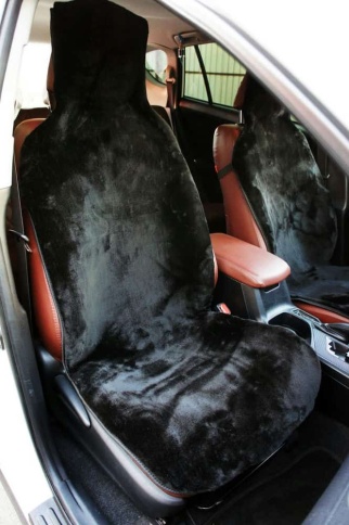 Накидка  на сиденье короткий ворс черный шерсть 40% 145х55см 1шт  фото 1