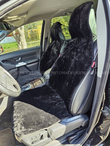 Рус Автотренд  Накидки короткий ворс мутон черный 140x55 2шт    фото 4